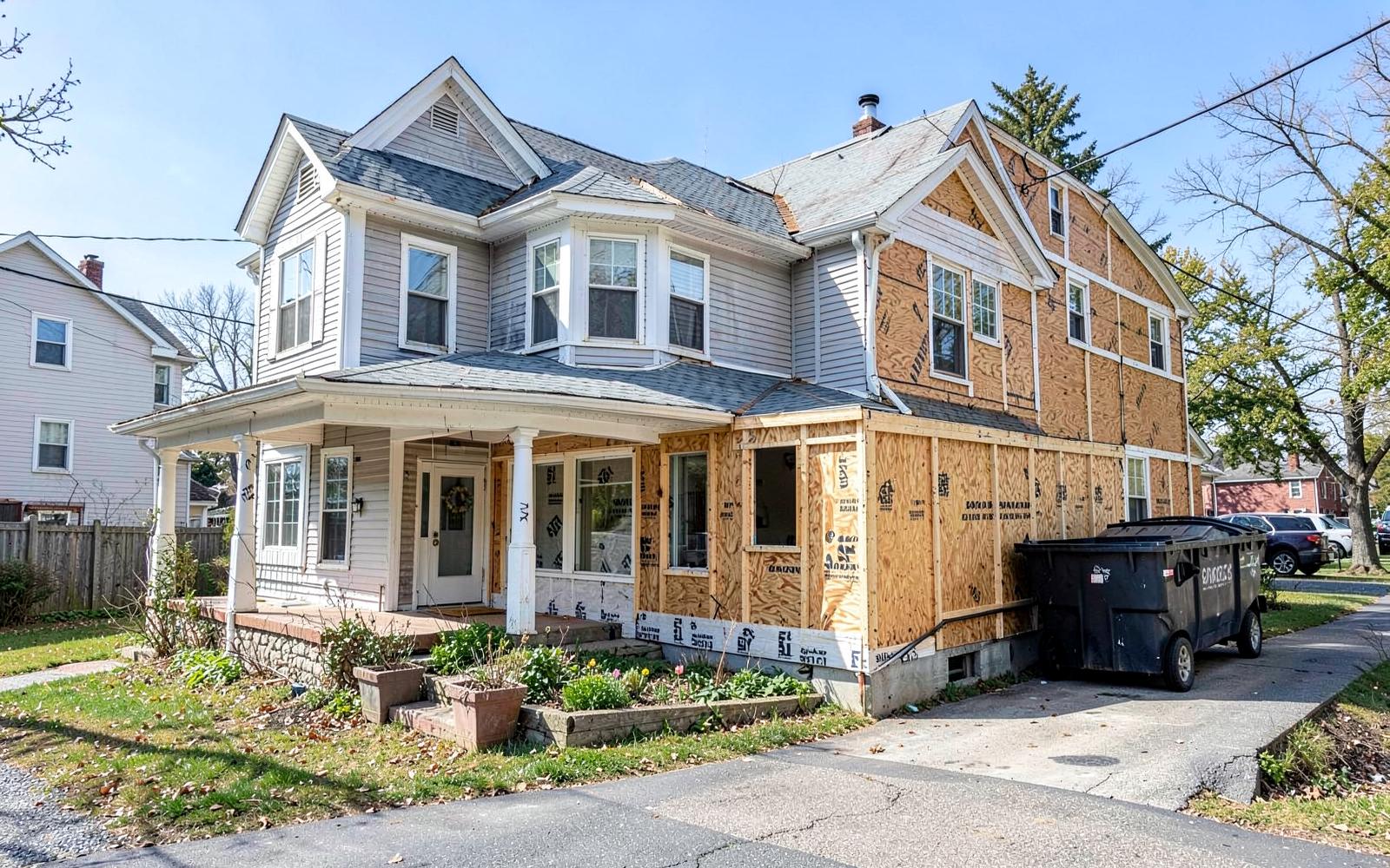 Home addition under construction on a residential street in Edison, NJ