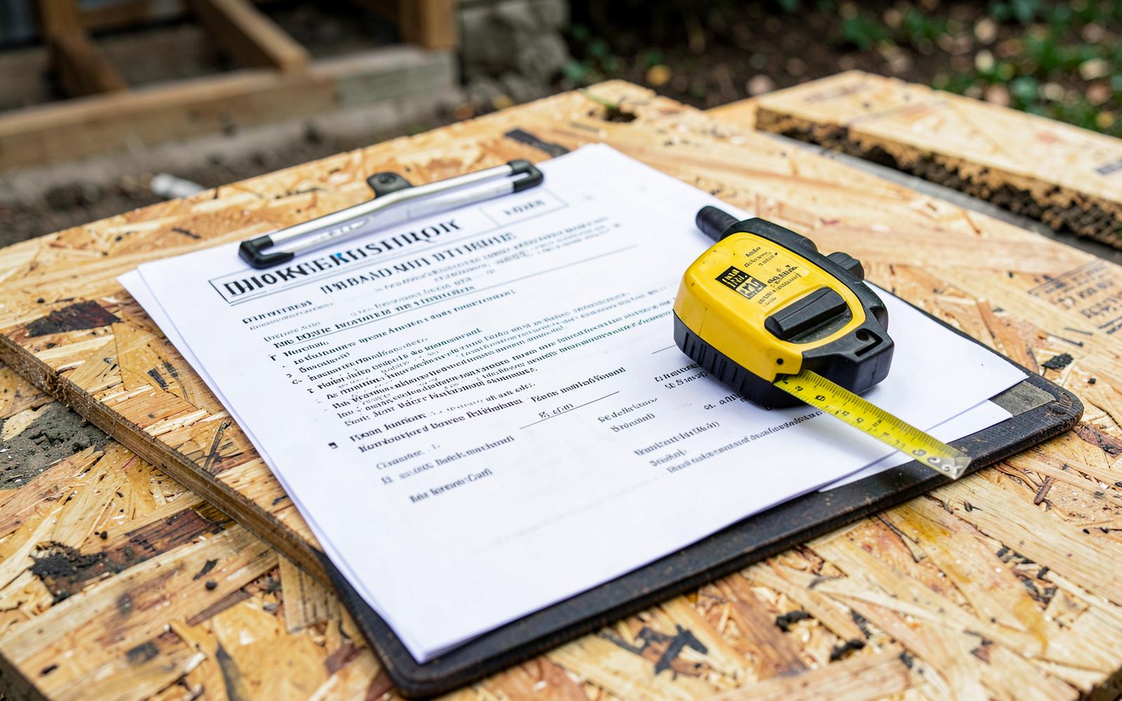 General contractor reviewing construction drawings on a residential jobsite in Edison, NJ