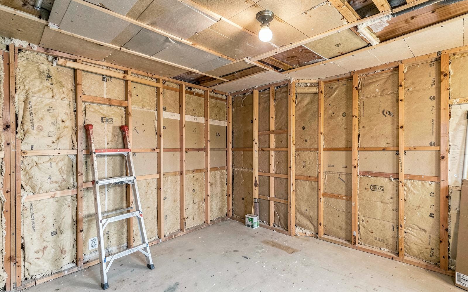 New room addition being framed above an attached two-car garage in New Jersey