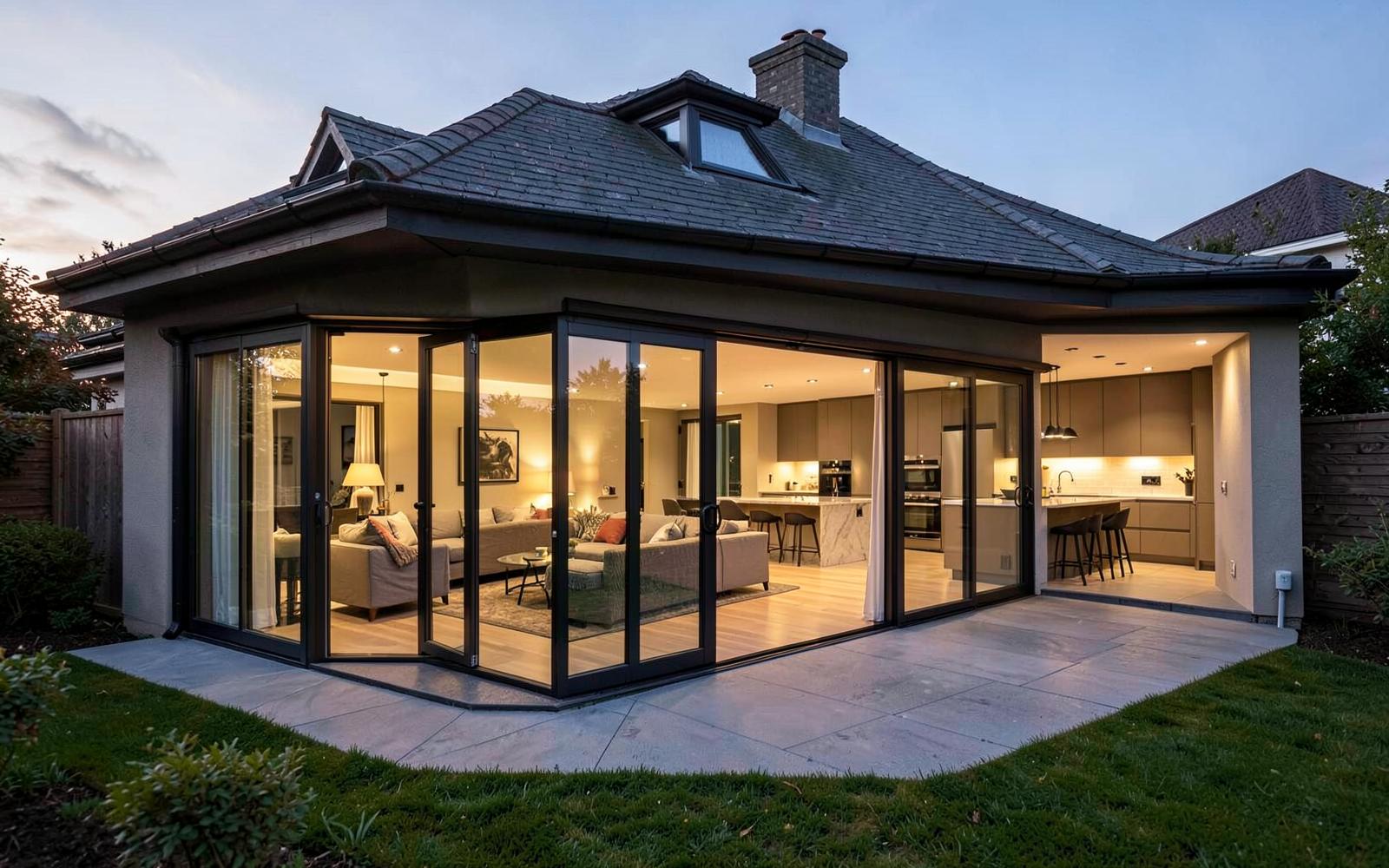 Rear house extension with large glass doors completed by All About Additions LLC in New Jersey