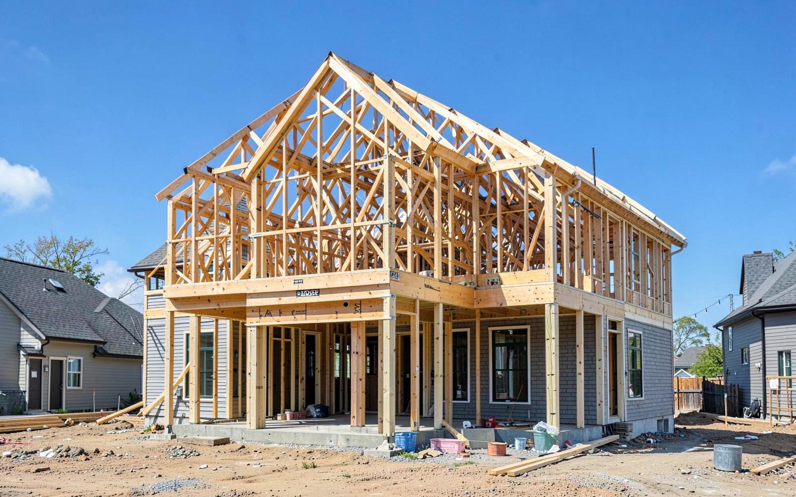 Second story addition framing on a New Jersey home built by All About Additions LLC